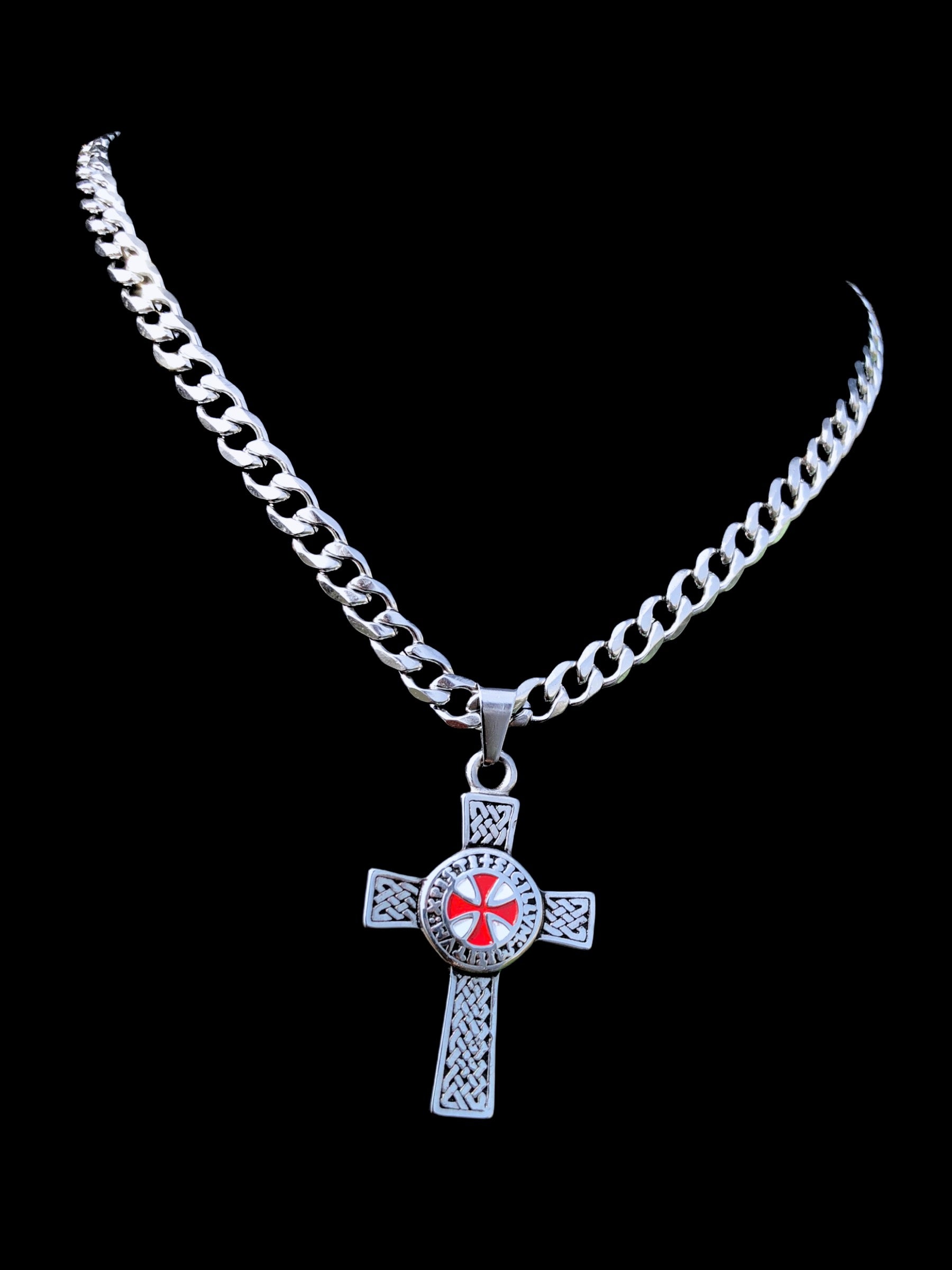 Zysta Bundle – 2 items ： Knights Templar Cross Necklace, Silver Cross Pray  Necklace for Men Women | Amazon.com